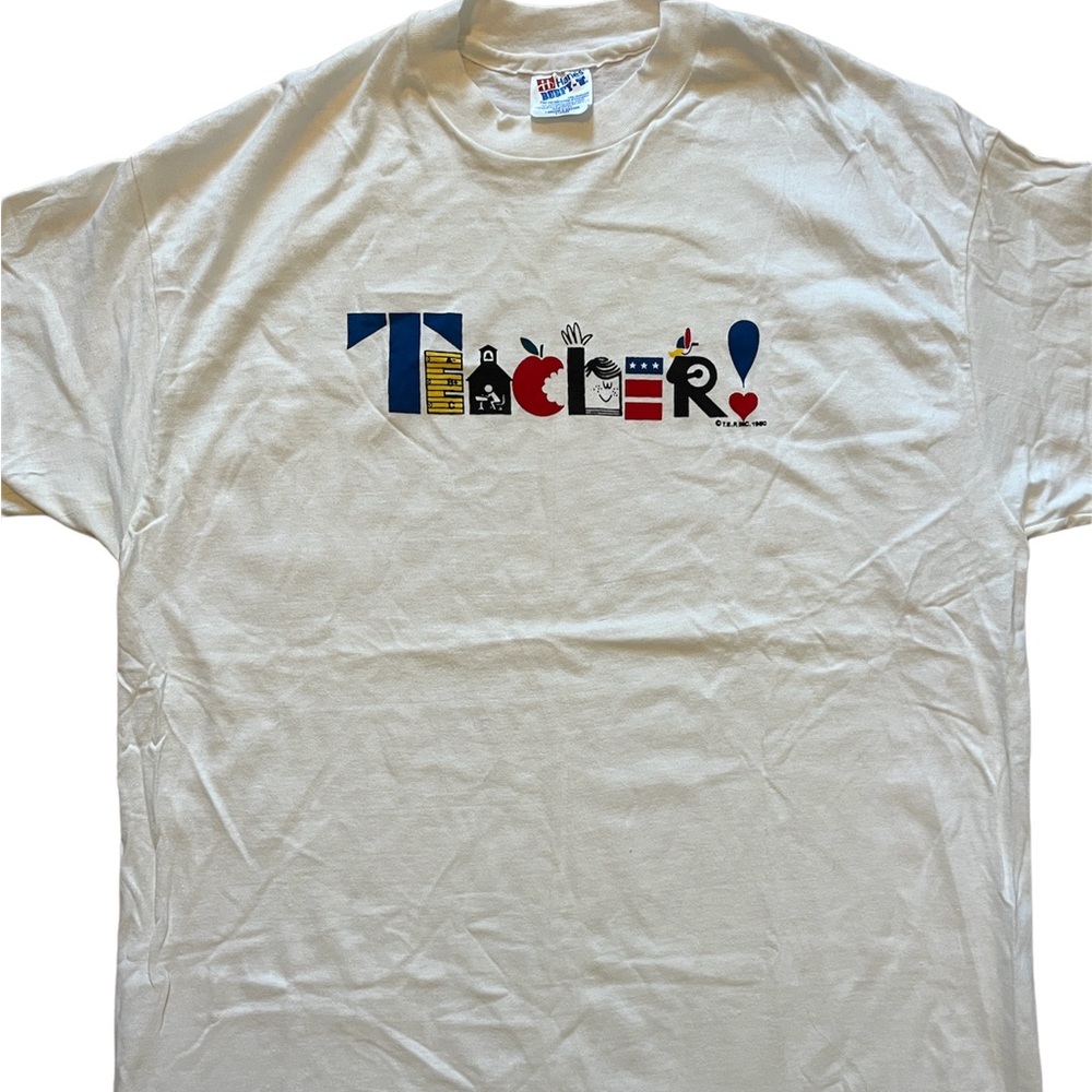 Vintage 1980 Teacher Hanes Shirt Single Stitch Size XL